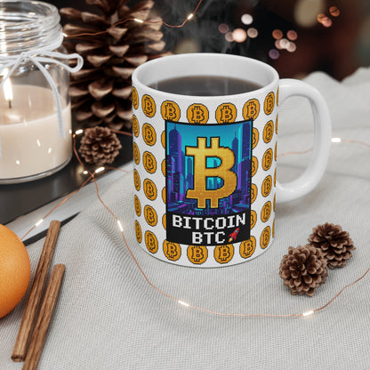 Bitcoin Theme Mug, Crypto Lover Gift, Retro Gamer Coffee Mug, BTC Mug, Unique Bitcoin Present