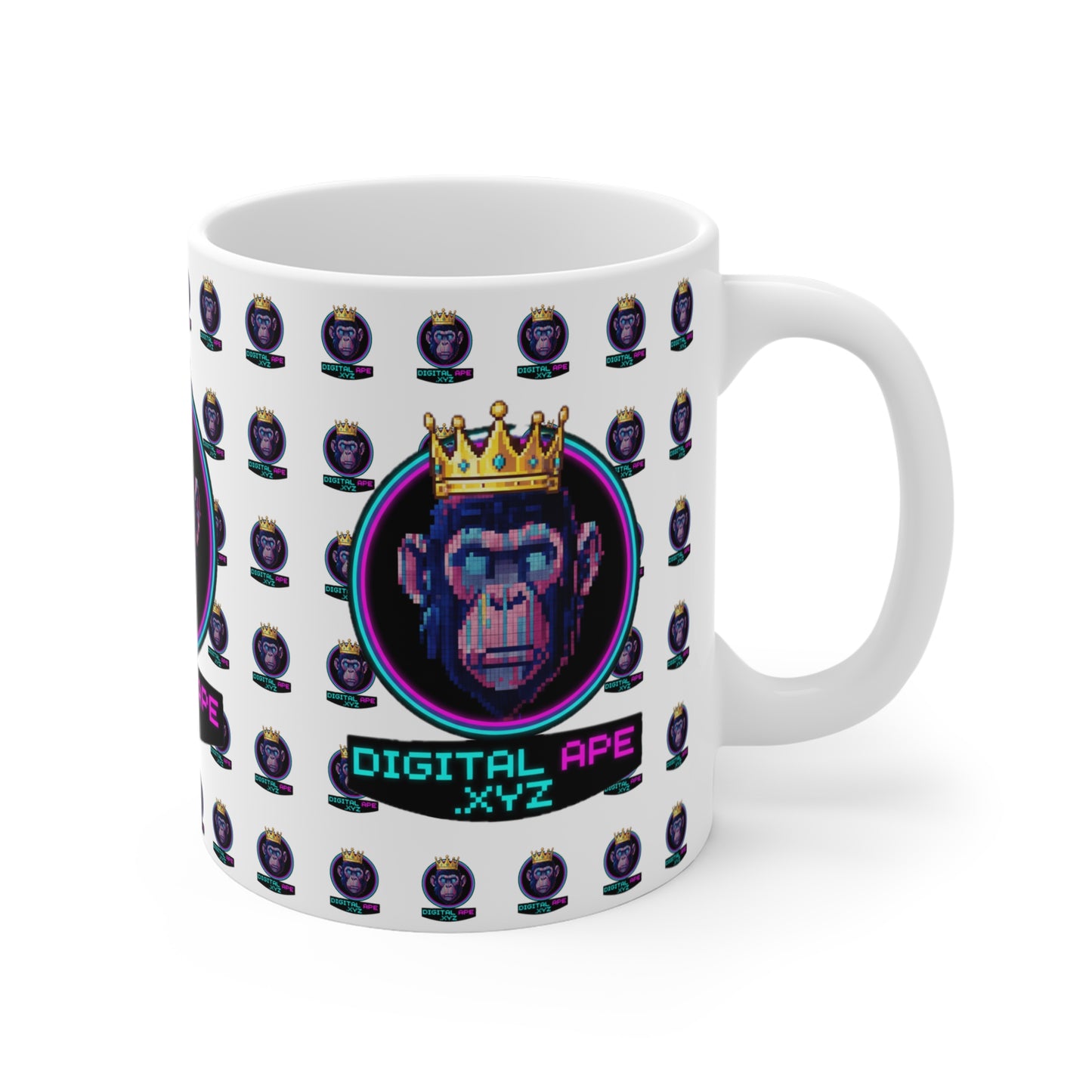 Digital Ape Crown Mug – Unique Gift for Gamers, Collectors, Coffee Lovers, Birthday, Christmas, Art Decor