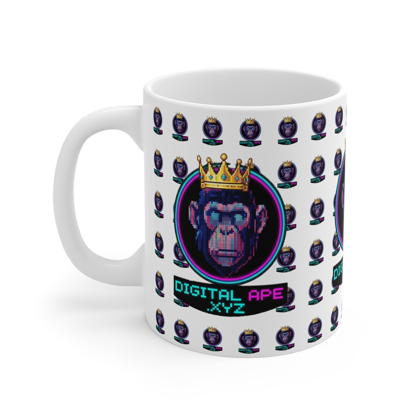 Digital Ape Crown Mug – Unique Gift for Gamers, Collectors, Coffee Lovers, Birthday, Christmas, Art Decor