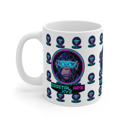 Digital Ape Mug 11oz, Perfect Gift for Tech Lovers, Gaming Fans, Birthday Present, Unique Collectible, Nostalgic Retro Design