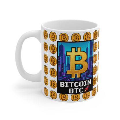 Bitcoin Theme Mug, Crypto Lover Gift, Retro Gamer Coffee Mug, BTC Mug, Unique Bitcoin Present