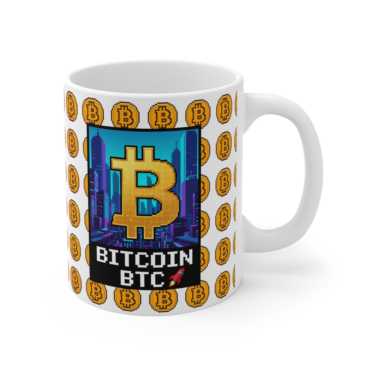 Bitcoin Theme Mug, Crypto Lover Gift, Retro Gamer Coffee Mug, BTC Mug, Unique Bitcoin Present